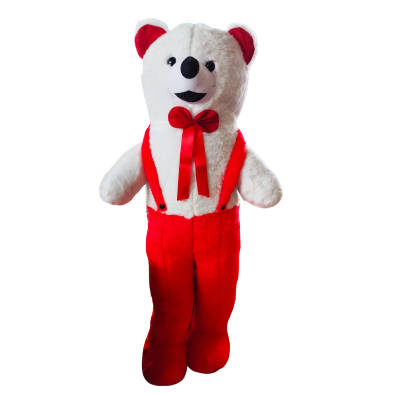 Papyonlu ve Pantolonlu Kırmızı-Beyaz Peluş Ayı 130 cm